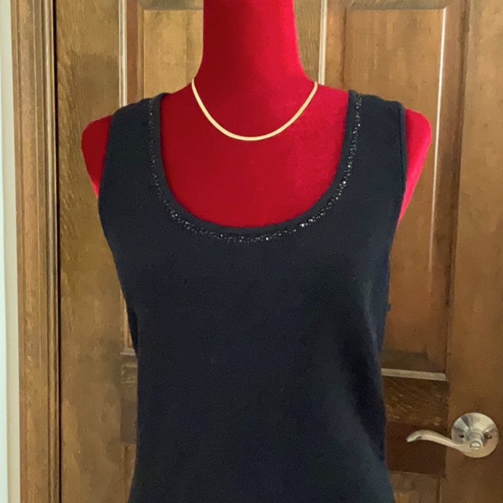 St. John black dress with Jet caviar beading 10